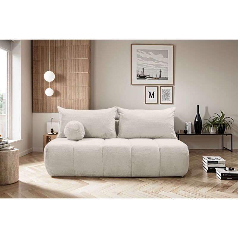 Fun Moebel - Schlafsofa Designersofa Sofa 3-Sitzer anzia in Stoff Bunny Creme