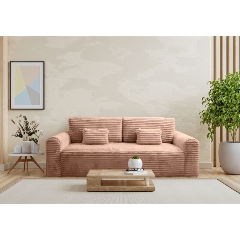 Fun Moebel - Schlafsofa Designersofa Sofa 3-Sitzer gwen in Stoff Vito Rosa