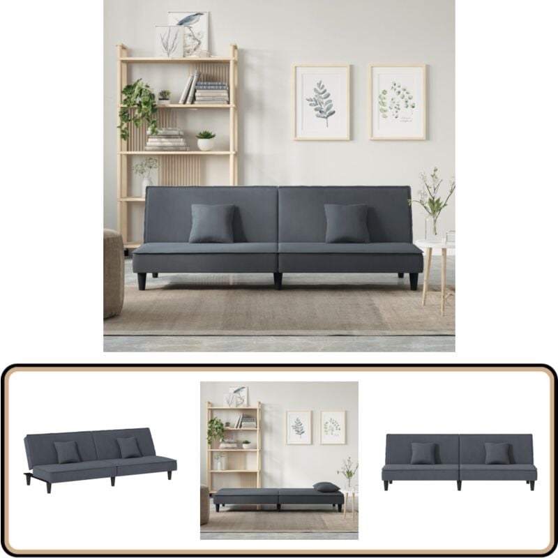 Schlafsofa Dunkelgrau Samt - Samtsofa - Schlafsofa - Wohnlandschaft - Gästebett - Sofa Bett