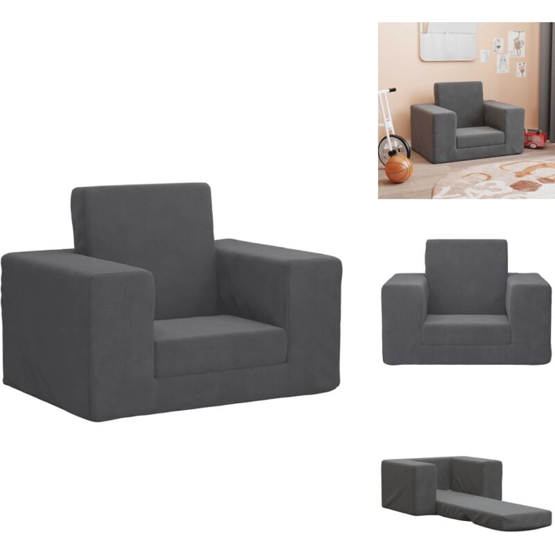 Vidaxl - Schlafsofa für Kinder Anthrazit Weicher Plüsch - Kinder Schlafsofa - Sofa Kinder - Kindersofa - Couch Kinder