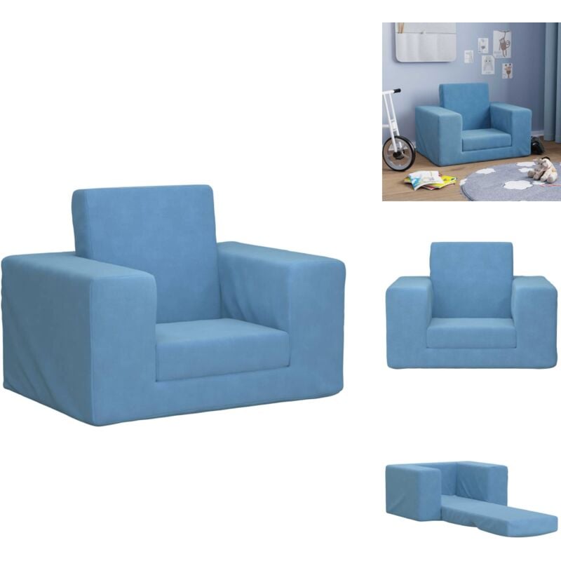 Schlafsofa für Kinder Blau Weicher Plüsch - Kinder Schlafsofa - Sofa Kinder - Kindersofa - Couch Kinder
