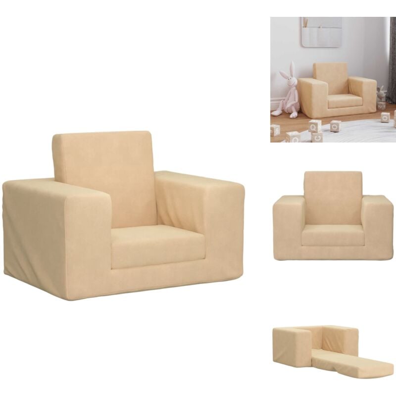 Schlafsofa für Kinder Creme Weicher Plüsch - Kinder Schlafsofa - Sofa Kinder - Kindersofa - Couch Kinder