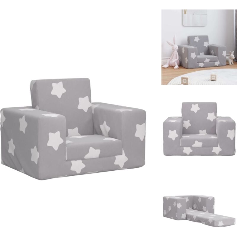 Vidaxl - Schlafsofa für Kinder Hellgrau Sterne Weich Plüsch - Kinder Schlafsofa - Sofa Kinder - Kindersofa - Couch Kinder