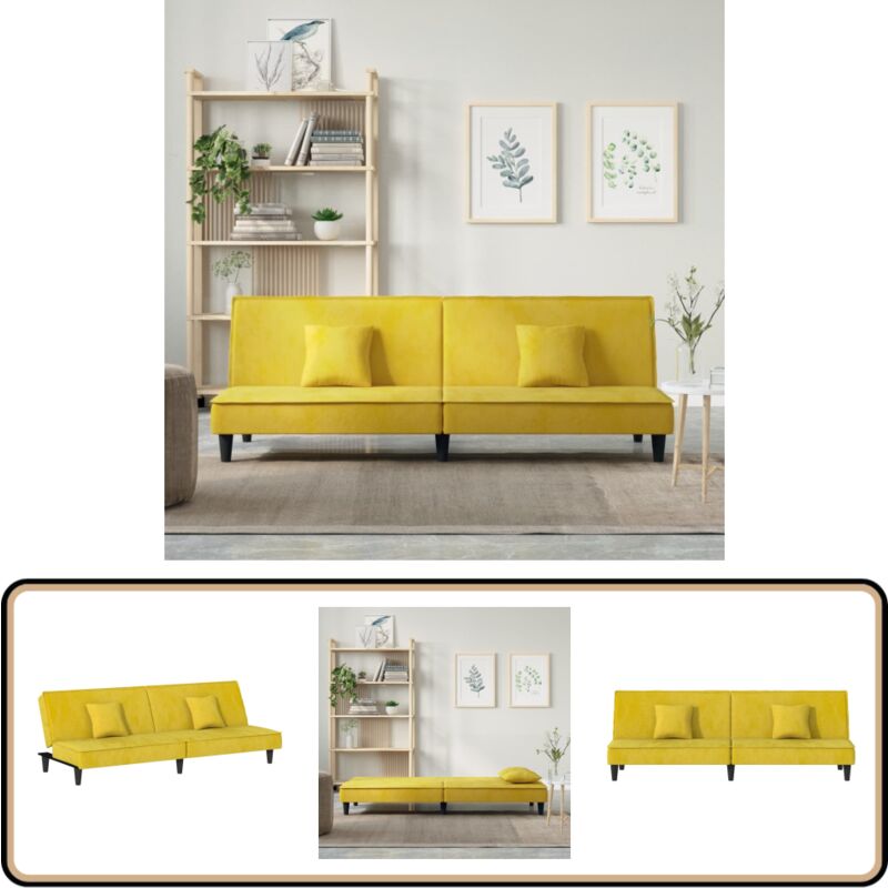 Schlafsofa Gelb Samt - Samtsofa - Schlafsofa - Gästebett - Wohnzimmersofa - Sofa Mit Betfunktion