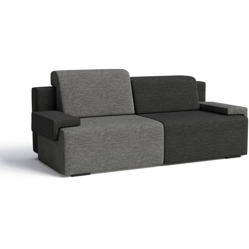Schlafsofa Hook, Schlafcouch Sofa Couch für Wohnzimmer Schlafsofa Federkern Sofagarnitur Polstersofa mit Bettfunktion - Dunkelgrau + Schwarz (Diosa