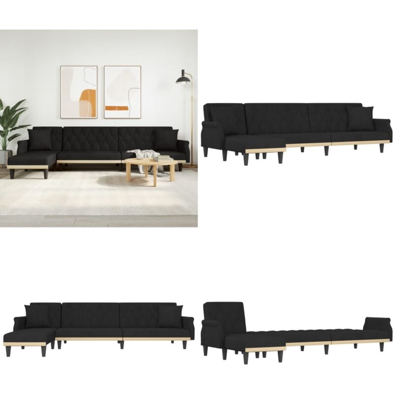 Schlafsofa in L-Form Schwarz 271x140x70 cm Samt - Samtsofa - Schlafsofa - Wohnlandschaft - Ecksofa - Gästebett - Home & Living