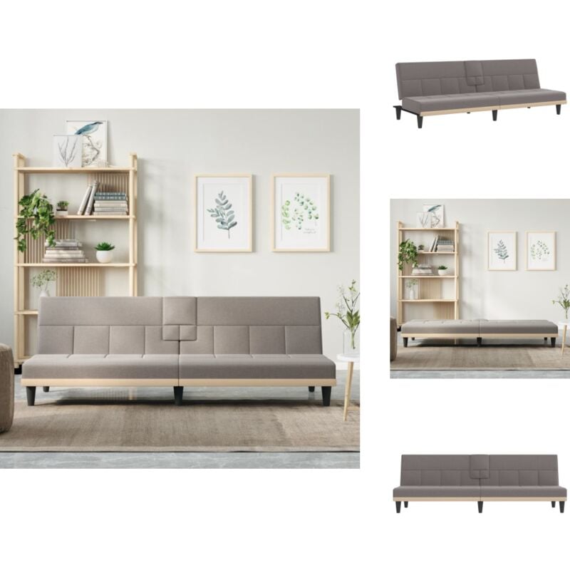 Schlafsofa mit Getränkehaltern Taupe Stoff - Schlafsofa - Sofa - Gästebett - Wohnzimmersofa - Couch