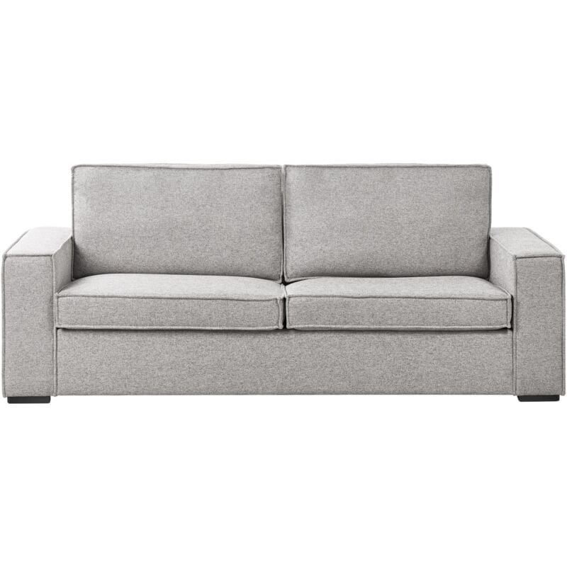 Schlafsofa mit Matratze Hellgrau aus Stoff 3-Sitzer 3 Personen Schlafcouch Klappsofa Ausklappbar für Wohnzimmer Gästezimmer