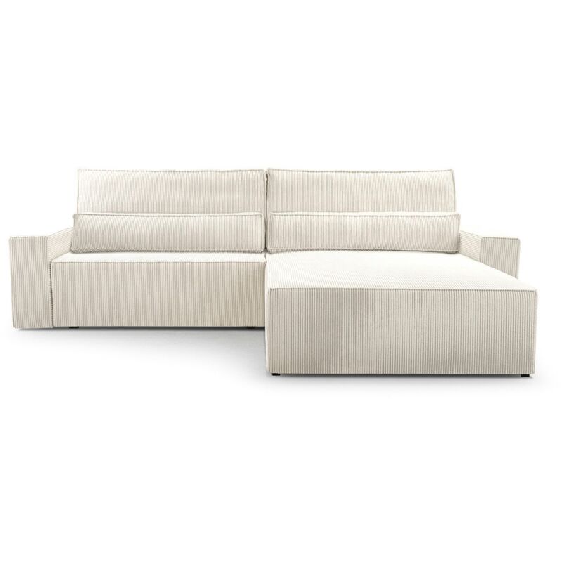 Schlafsofa Sofagarnitur Sofa Eckcouch L-Form Cordstoff Ottomane beidseitig montierbar Couch Cord für Wohnzimmer -Ecksofa aus Cord denver l - Weiß