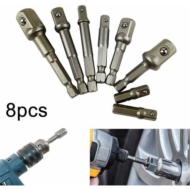 Schlagbohrschrauber-Halter/Schraubendreher-Adapter, Sechskantschaft-Stangen-Set für Schlagbohrmaschine 1/4 Zoll, 3/8 Zoll, 1/2 Zoll, 8 Stück