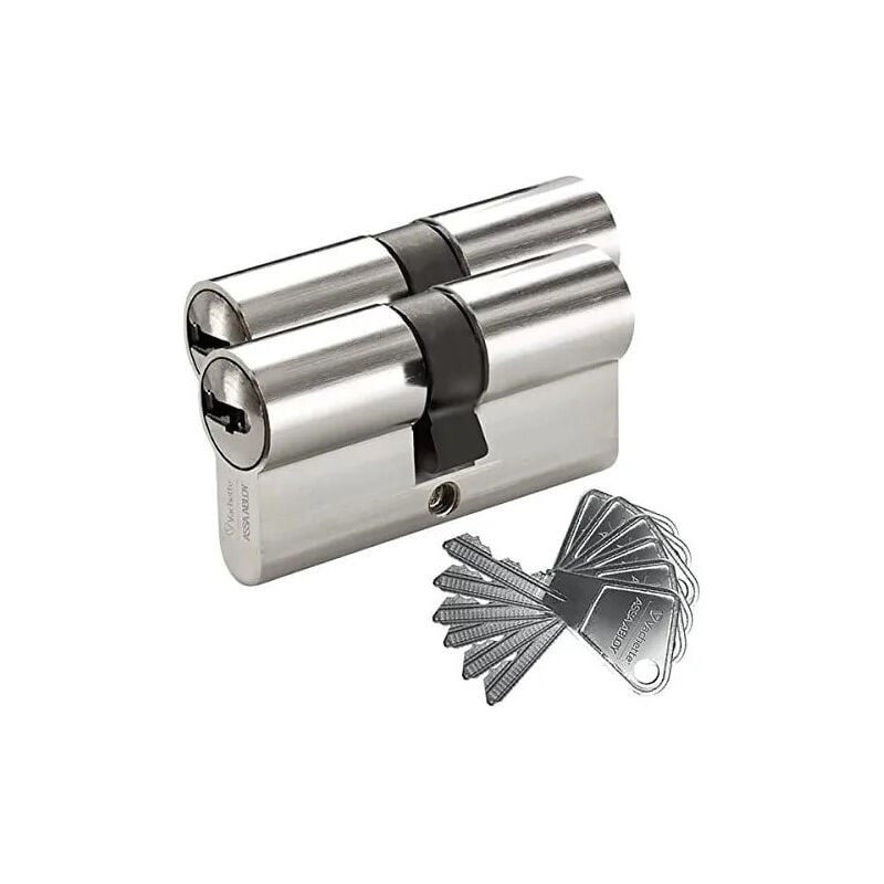 Vachette - Schließzylinder V5, 2 Zylinder vernickelt, 30 x 30 mm, 5 Stifte, 3 Schlüssel