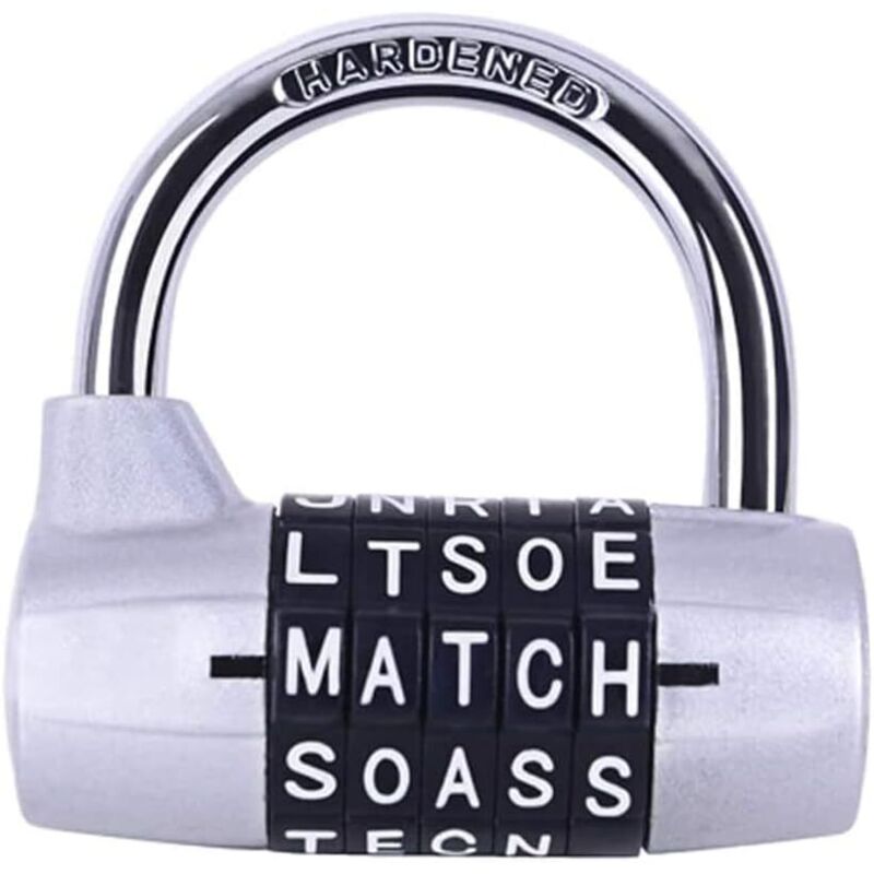 Schloss für Fitnessstudio-Spind, 5-Buchstaben-Schloss, 5-stelliges Zahlenschloss, Sicherheitsvorhängeschloss für Fitnessstudio-Spind, Sport-Spind,