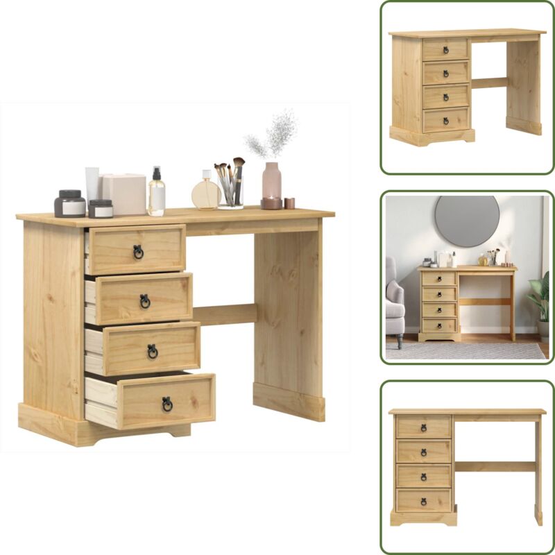 Vidaxl - Schminktisch Corona 104x47x75 cm Massivholz Kiefer - Holz Schminktisch - Kiefernholzmöbel - Schreibtisch - Kommode - Korpusmöbel