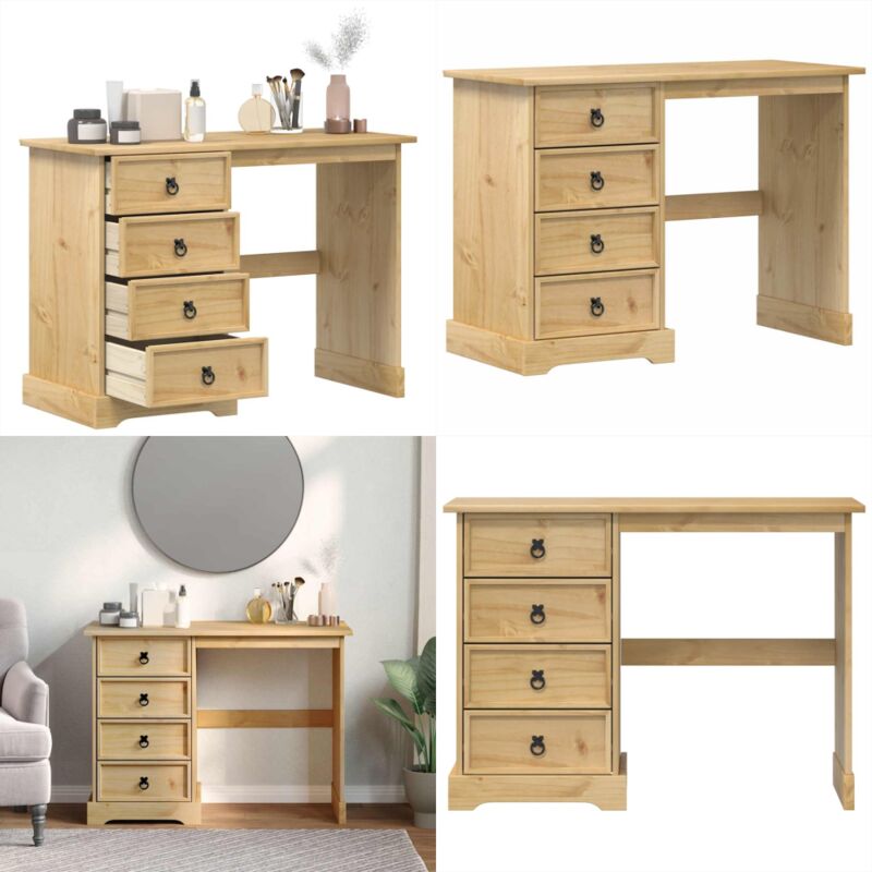 Vidaxl - Schminktisch Corona 104x47x75 cm Massivholz Kiefer - Holz Schminktisch - Kiefernholzmöbel - Schreibtisch - Kommode - Korpusmöbel - Home &