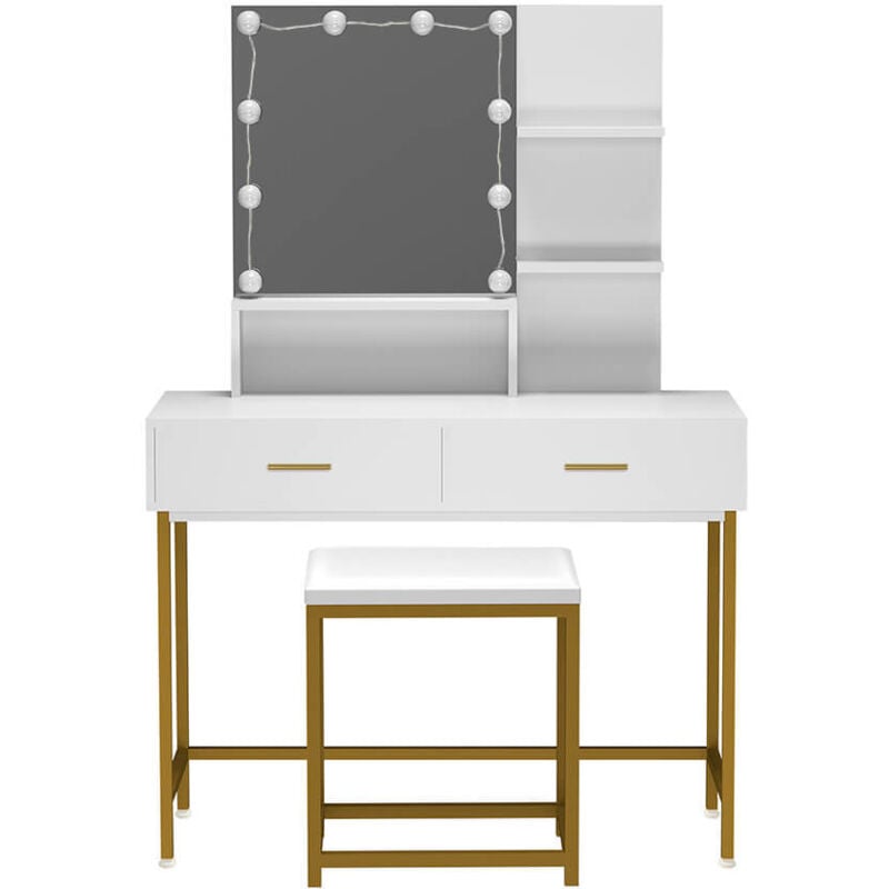 Home Deluxe - Schminktisch mit Spiegel und LED-Beleuchtung kasia Schminktisch Frisiertisch Spiegel Kosmetiktisch