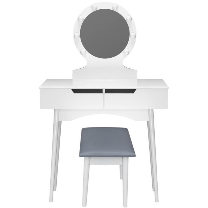 Home Deluxe - Schminktisch mit Spiegel und LED-Beleuchtung miranda Farbe: Weiß Schminktisch Frisiertisch Spiegel Kosmetiktisch