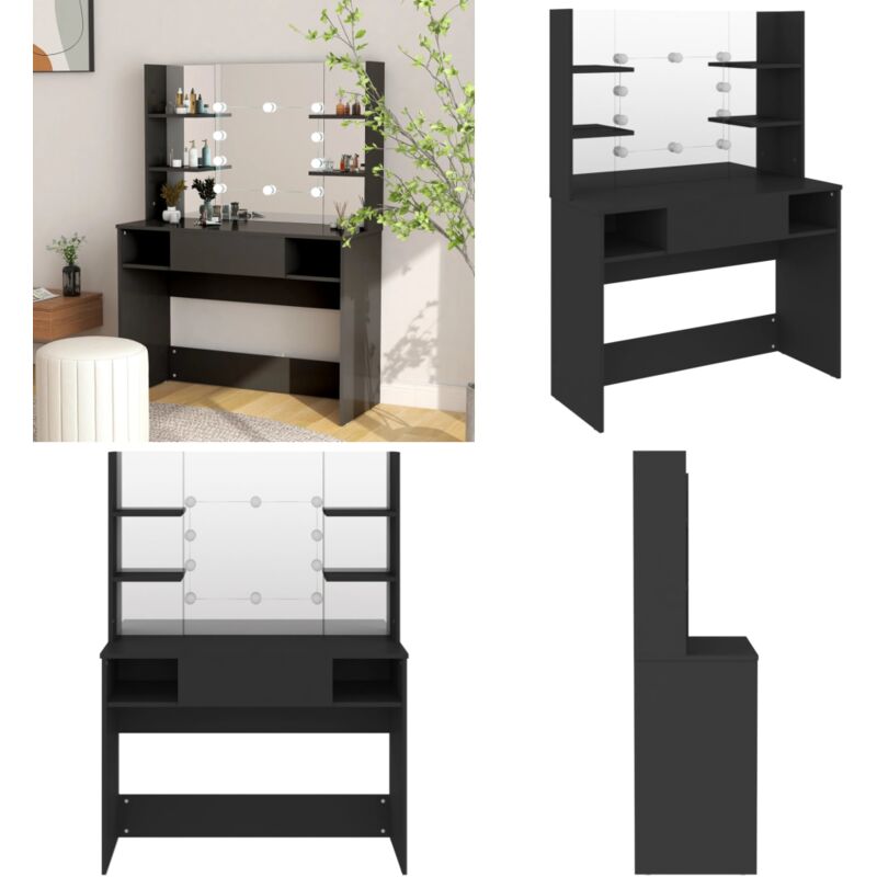 Vidaxl - Schminktisch mit LED-Beleuchtung 100x40x135 cm mdf Schwarz - Schminktisch - led Beleuchtung - Kosmetiktisch - Badezimmermöbel - Makeuptisch