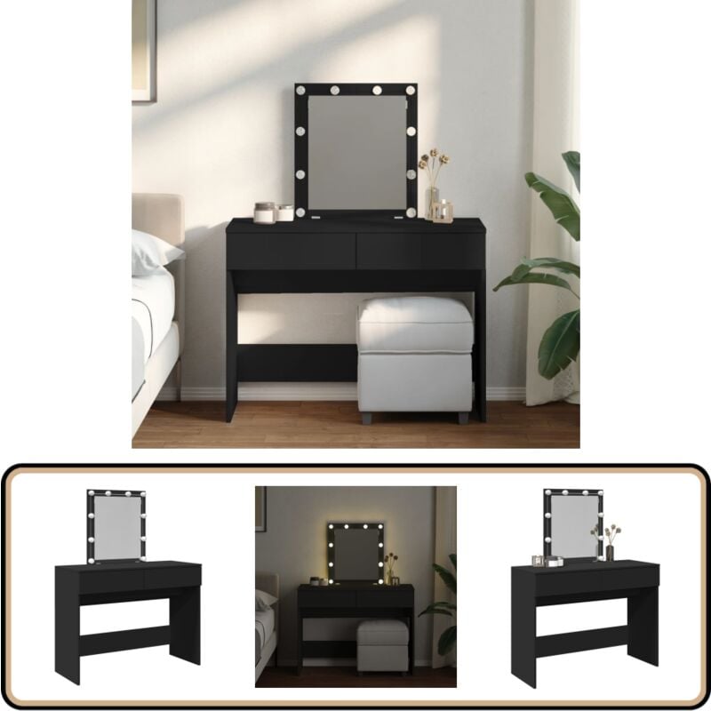 Vidaxl - Schminktisch mit LED-Beleuchtung Schwarz 100x40x130 cm - Schminktisch - Kosmetiktresore - Schreibtisch - Badezimmermöbel - led Beleuchtung