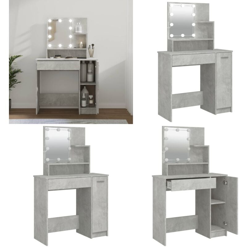 Schminktisch mit led Betongrau 86,5x35x136 cm - Schminktisch - Schminktische - Home & Living - Grau