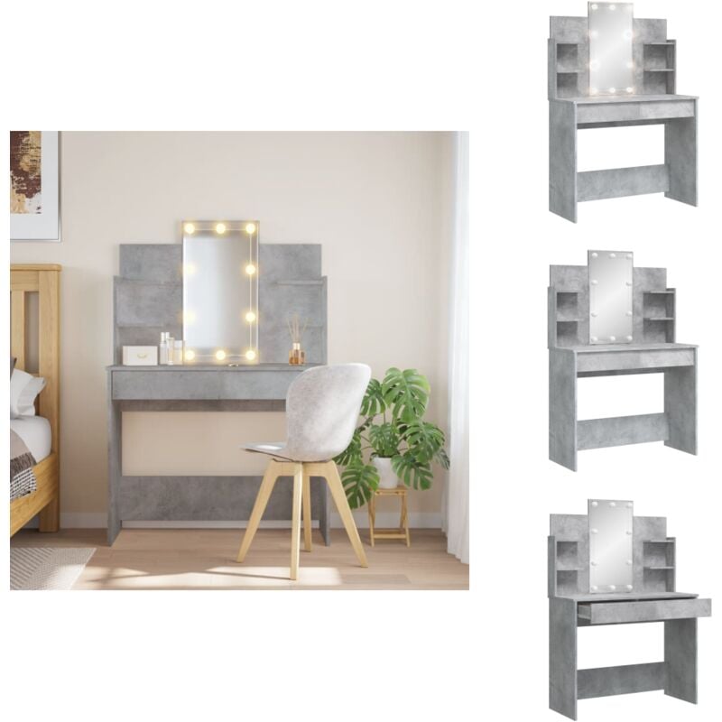 Vidaxl - Schminktisch mit LED-Leuchten Betongrau 96x40x142 cm - Schminktisch - Kosmetikschrank - led Beleuchtung - Badezimmermöbel - Grau