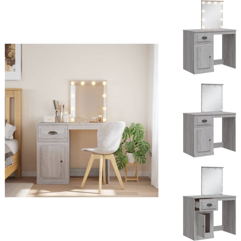 Vidaxl - Schminktisch mit LED-Leuchten Grau Sonoma 90x42x132,5 cm - Schminktisch - Kosmetikschrank - Makeuptisch - led Beleuchtung - Grau Sonoma