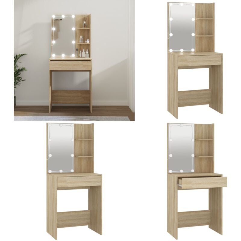 Schminktisch mit led Sonoma-Eiche 60x40x140 cm - Schminktisch - Schminktische - Home & Living - Braun