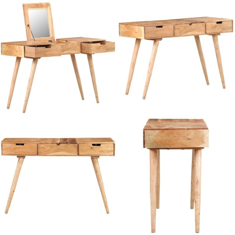Schminktisch mit Spiegel 112x45x76 cm Akazie Massivholz - Schminktisch - Kosmetikschrank - Make Up Tisch - Schreibtisch - Wohnzimmer Deko - Home &