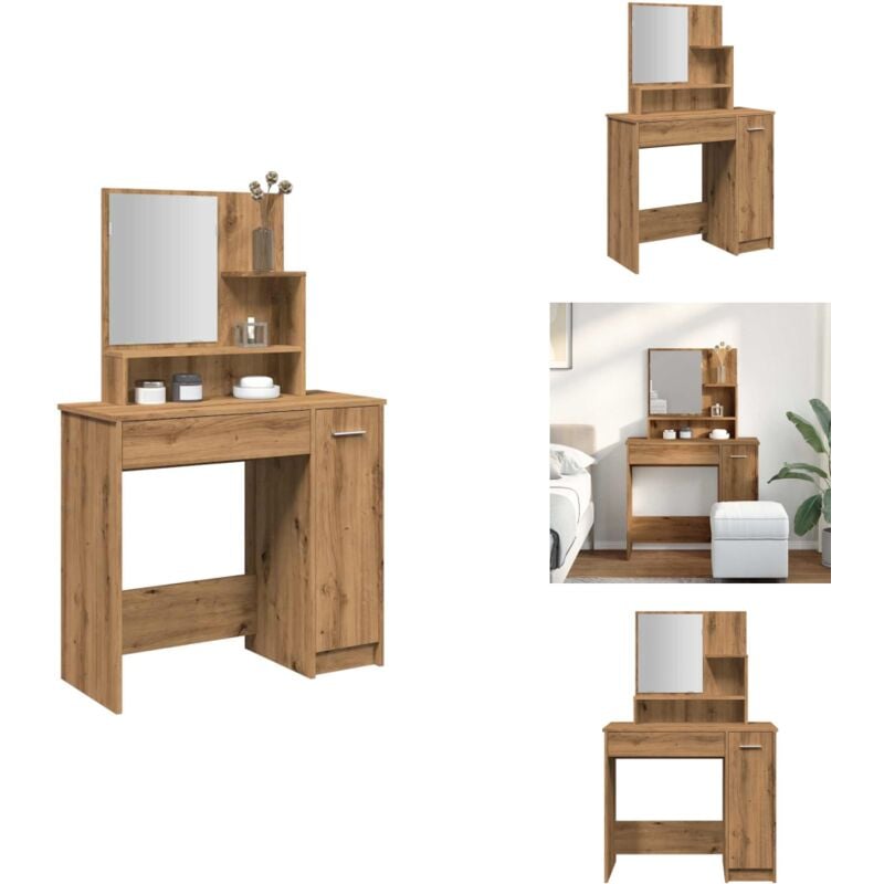 Schminktisch mit Spiegel Artisan-Eiche 86,5x35x136 cm - Schminktisch - Schminktische - Kosmetiktisch - Frisiertisch