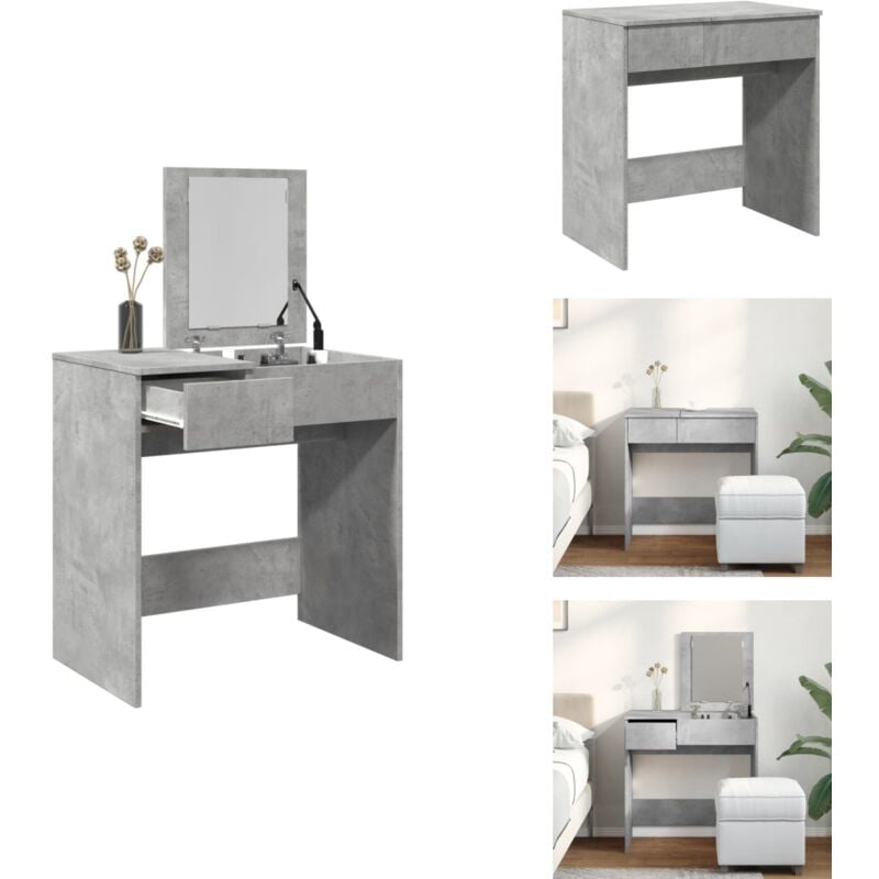 Schminktisch mit Spiegel Betongrau 73x46,5x120 cm - Schminktisch - Kosmetiktresore - Schreibtisch - Badezimmermöbel - Grau