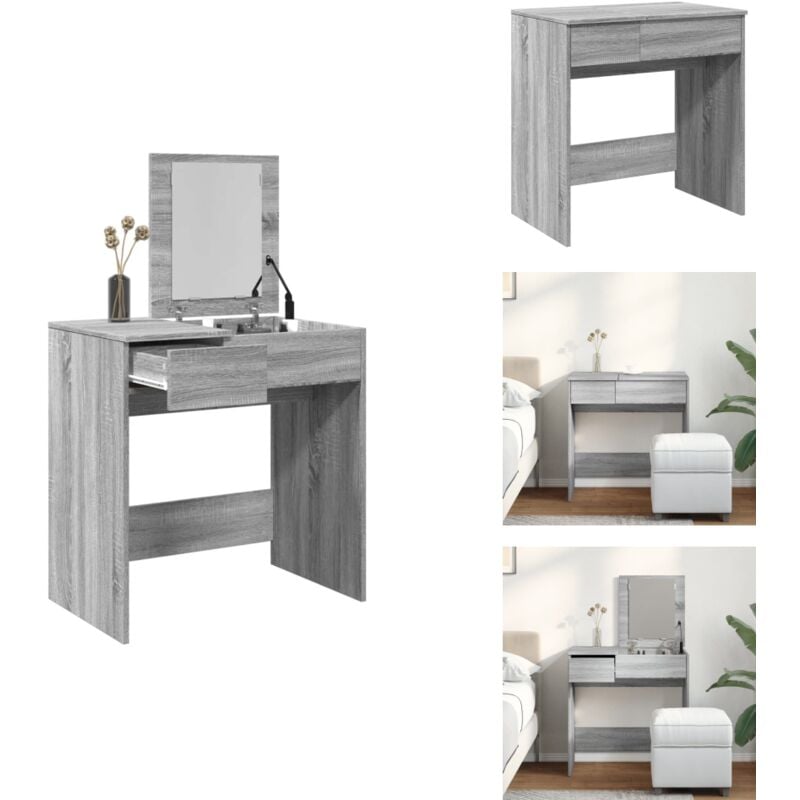 Vidaxl - Schminktisch mit Spiegel Grau Sonoma 73x46,5x120 cm - Schminktisch - Kosmetiktresore - Schreibtisch - Badezimmermöbel - Grau Sonoma