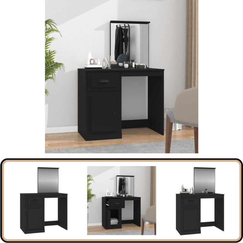 Vidaxl - Schminktisch mit Spiegel Schwarz 90x50x132,5 cm Holzwerkstoff - Schminktisch - Kosmetiktisch - Badezimmermöbel - Spiegelkommode - Makeup