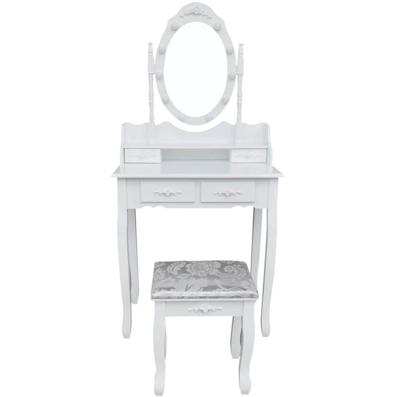 Schminktisch mit Spiegel und LED-Beleuchtung rosy Farbe: Weiß Schminktisch Frisiertisch Spiegel Kosmetiktisch - Home Deluxe