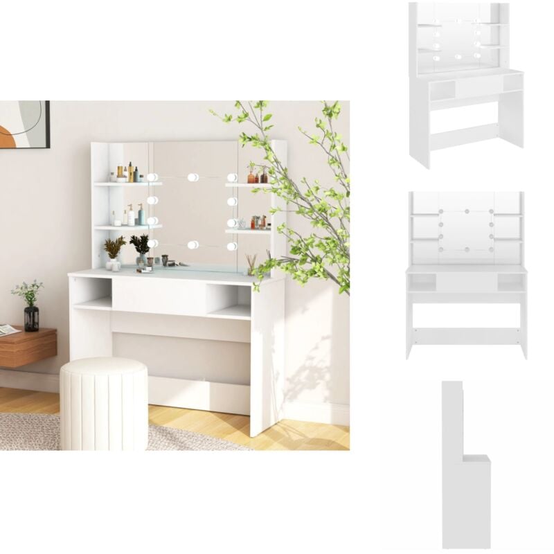 Vidaxl - Schminktisch mit LED-Beleuchtung 100x40x135 cm mdf Weiß - Schminktisch - led Beleuchtung - Kosmetiktisch - Makeuptisch - Weißer Schminktisch
