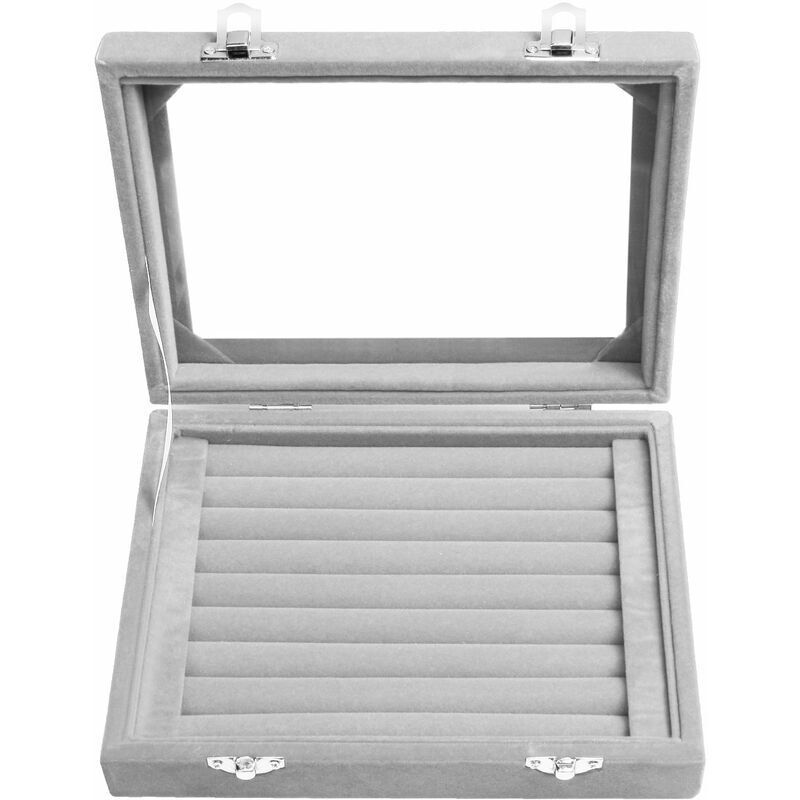 Schmuckschatulle aus Samt, 7 Fächer, Aufbewahrungsbox für Ringe, Ringe, Ohrringe, Halsketten