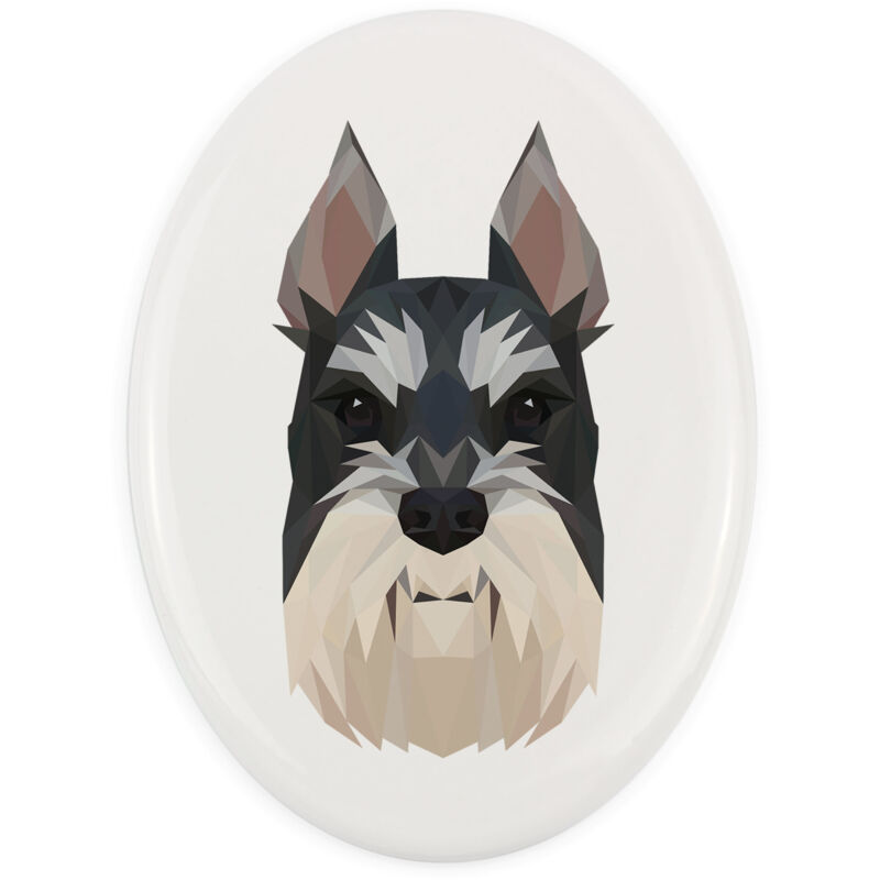 Schnauzer, Schnauzer I - ein Teller mit Foto und geometrischer Aufschrift von Art-Dog