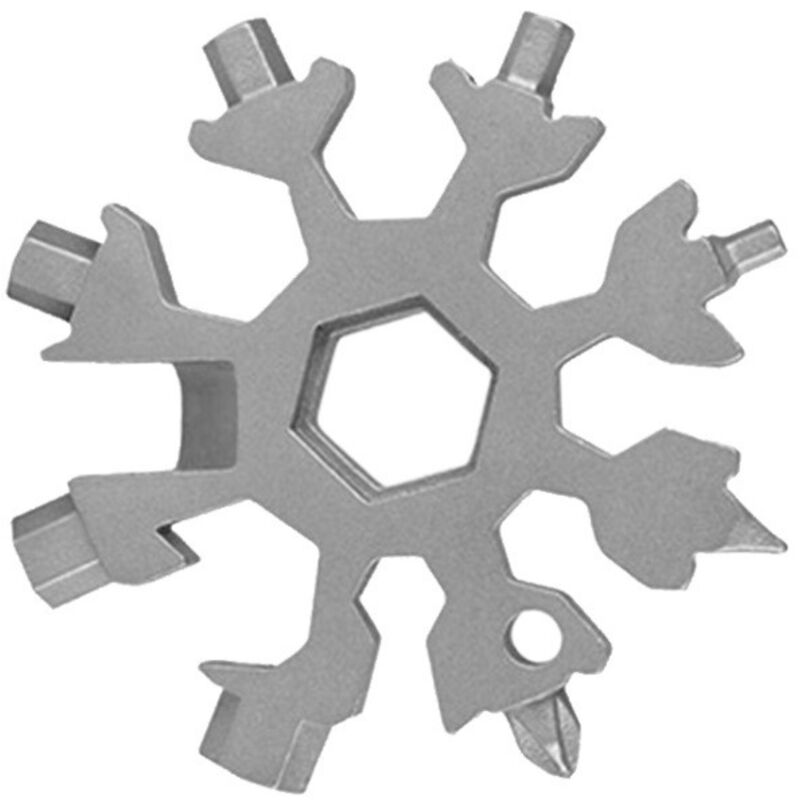 Schneeflocken-Multifunktionswerkzeug, Edelstahl, Schneeflockenwerkzeug, Flaschenöffner, Outdoor-/Indoor-Abenteuerwerkzeug (weiß)
