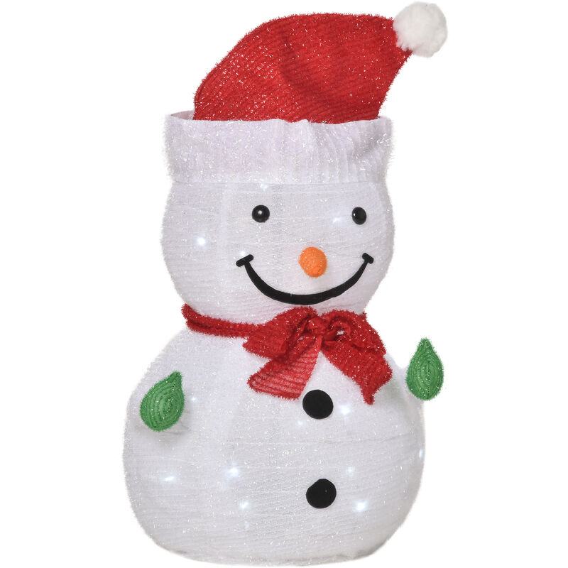 Outsunny Weihnachtsdeko Schneemann Figur mit LED Licht, Weihnachten Tischdeko, Batteriebetrieben, für Weihnachtsdeko Innen, Kamin, Büro, Zimmer