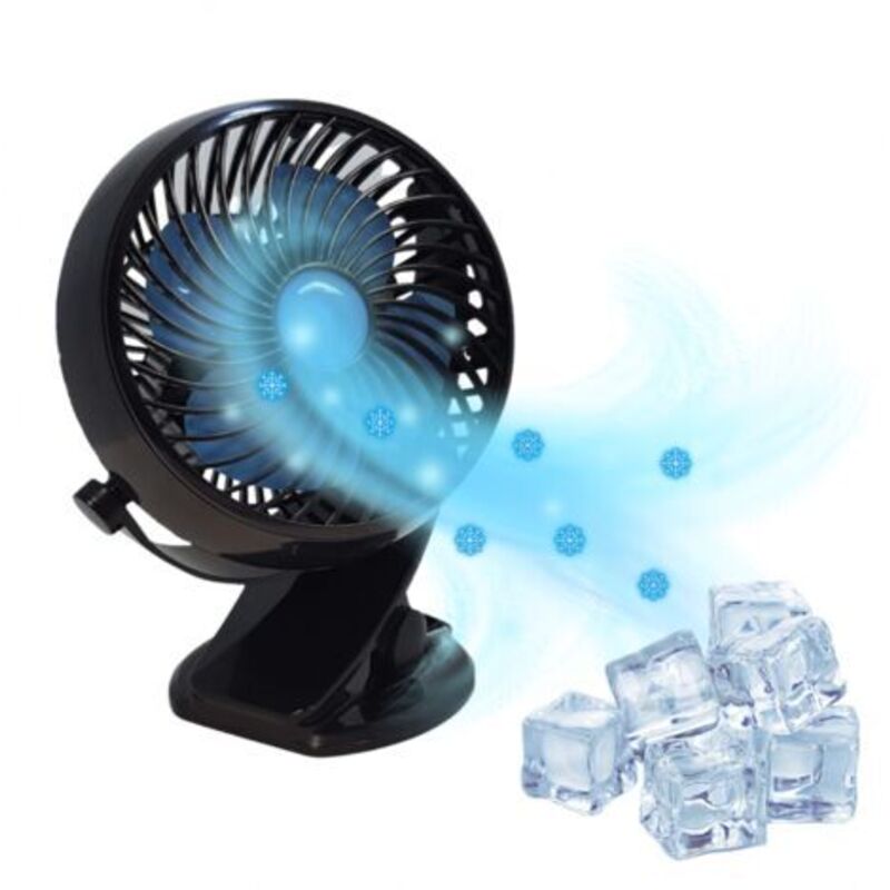Schneller Ventilator – Kabelloser Ventilator, um 360° drehbarer Kopf, einstellbare Leistung + USB-Ladegerät im Lieferumfang enthalten