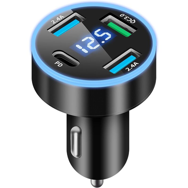 Schnelllade-USB-C-Kfz-Ladeanschluss, 50-W-QC3.0- und PD-Steckeradapter, USB-Kfz-Ladegerät für Handys, Schnelllade-USB-Zigarettenanzünder mit