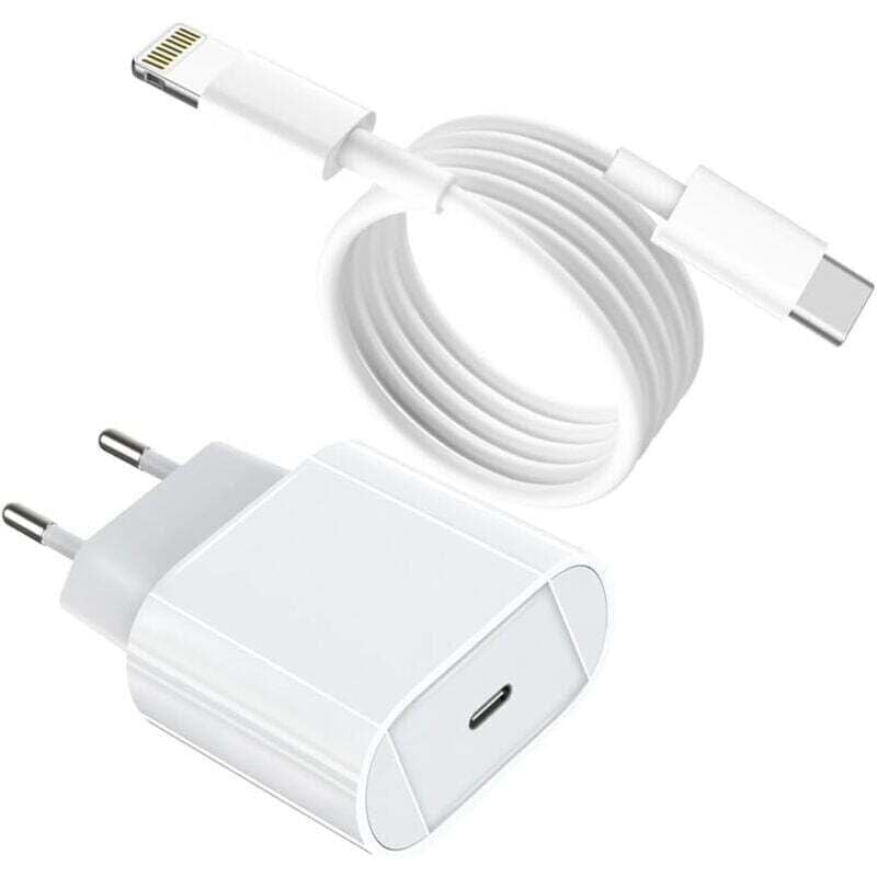 Schnellladegerät für iPhone – MFi-zertifiziert – 20-W-PD-Ladegerät für iPhone mit 1,8 m langem USB-C-auf-Lightning-Kabel, Typ-C-Ladegerät für iPhone