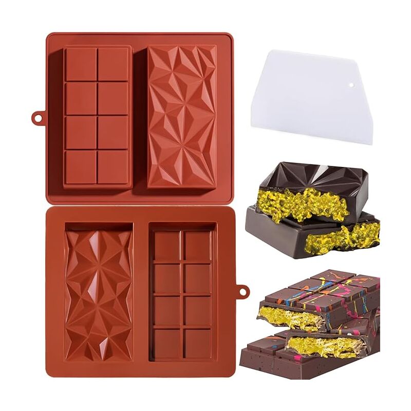 Bluedeer - Schokoladenform Silikon, 2 Stück Dubai Schokoladenform Tief, Silikonform Schokolade für Dubai Schokolade, Extra Tief Schokoladen Form für