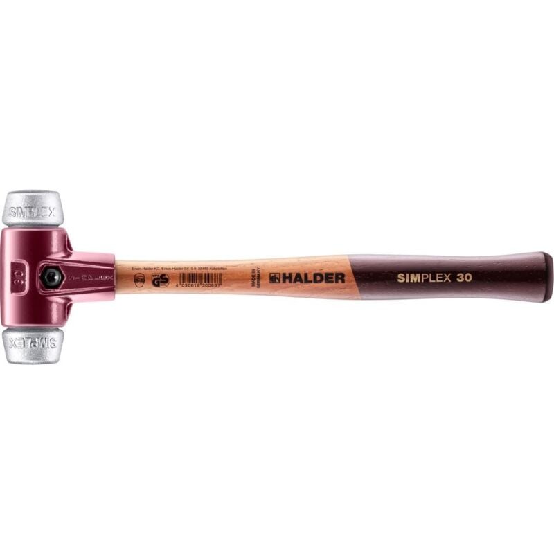 SIMPLEX-Schonhammer, Weichmetall mit Tempergussgehäuse und hochwertigem Holzstiel D=30 mm 3009.030