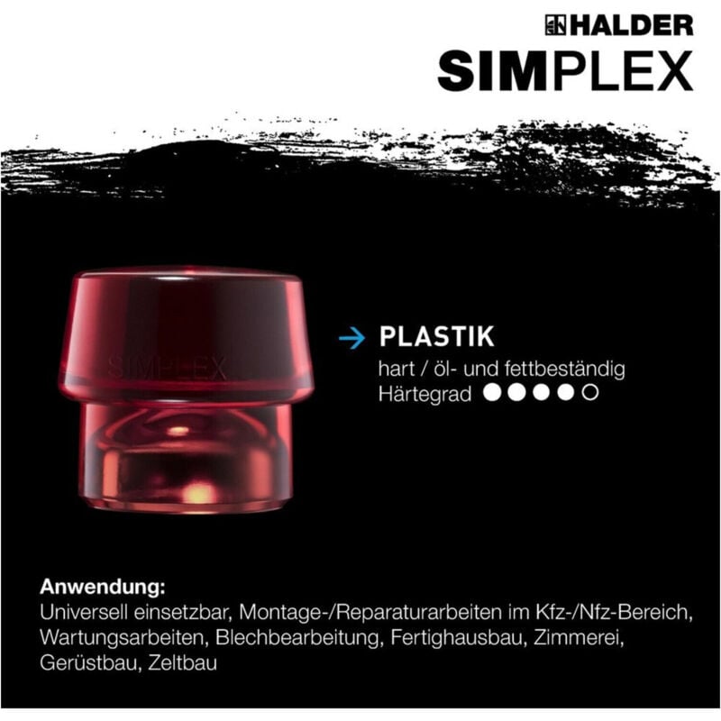 Schonhammerkopf SIMPLEX Kopf-Ø 60mm Plastik rot hart