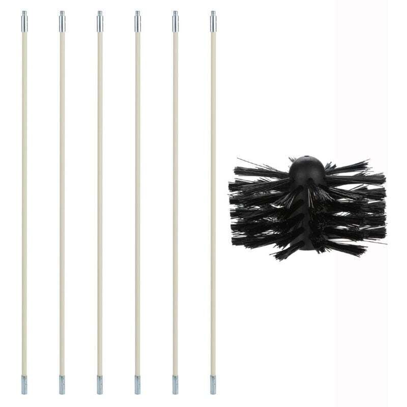 Schornsteinreinigungsbürste, Reinigungsset für Holz- und Pelletöfen inklusive 9 Nylonschläuchen, 1 Bürstenkopf und 1 Sechskantstange für Pelletrohre