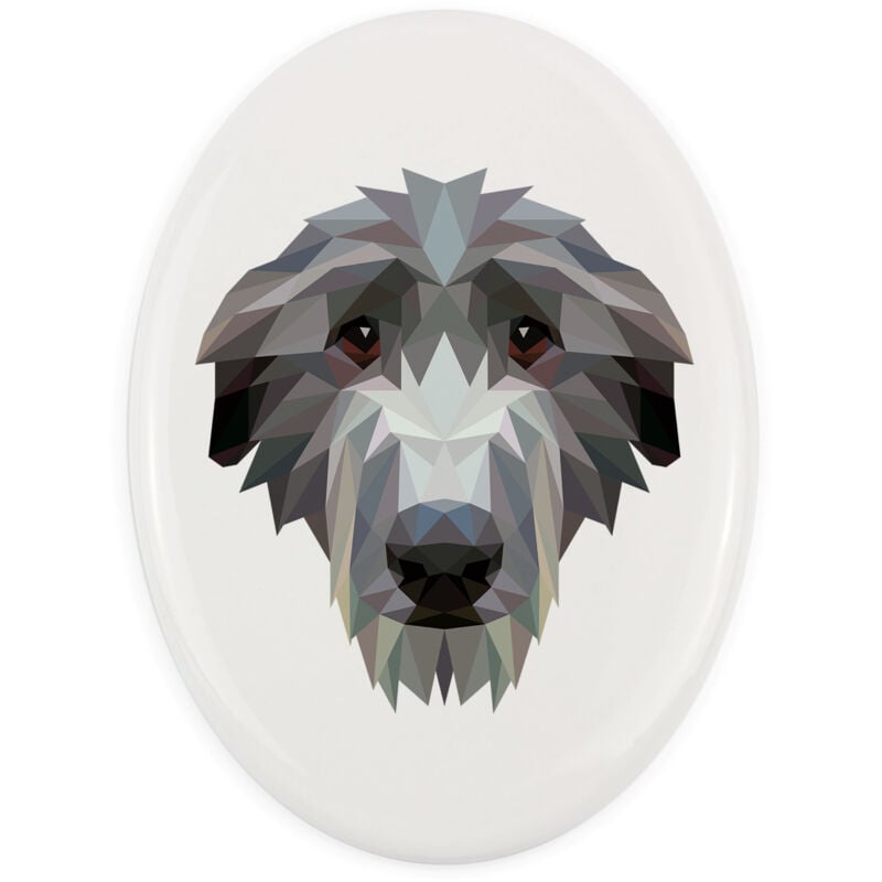 Schottischer Windhund, Deerhound - Teller mit Foto und geometrischer Aufschrift von Art-Dog