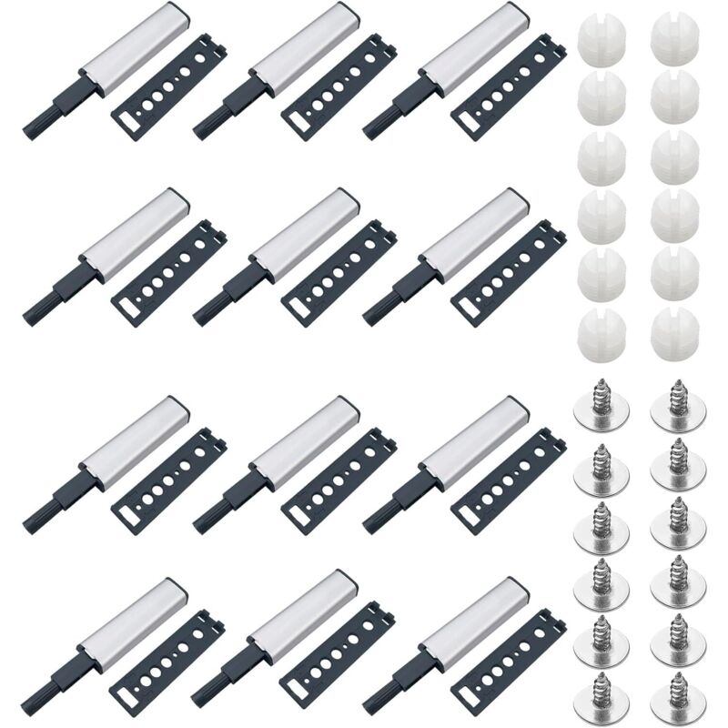 Schranktürmagnet, 12 Stück Push-to-Open-Magnetverschluss, Push-to-Open-Türschließer, Schrankschubladen-Rebounder, Magnetverschlüsse