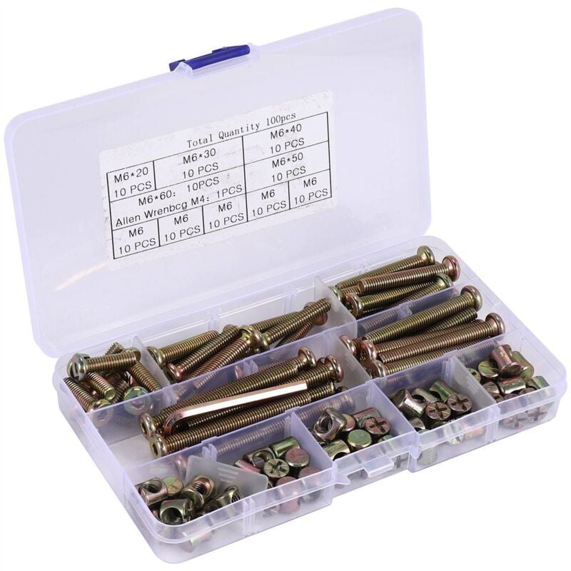 Tlily - Schrauben für Baby Bett Schrauben, Innen Sechskant Kinder StüHle, M6 100 StüCke