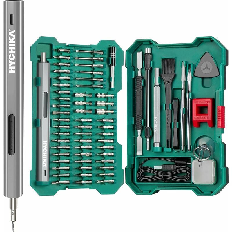 Schraubendreher Elektrische, HYCHIKA 67 in 1 Feinmechaniker Werkzeug set, LED Licht, Anziehen und Lsen, Mini Schraubenzieher set f¨¹r Brillen,