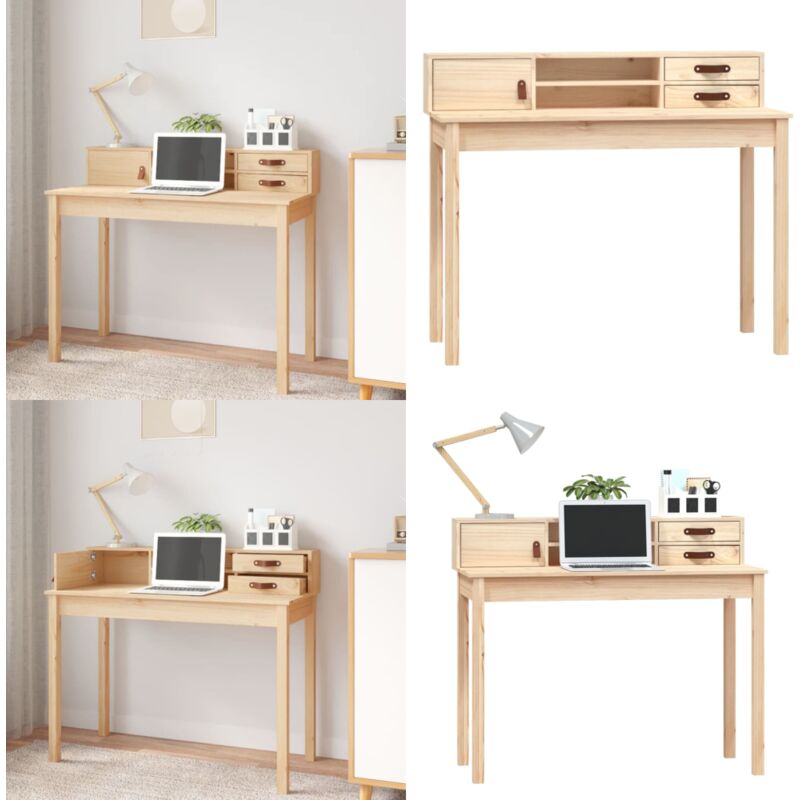 Schreibtisch 110x50x93 cm Massivholz Kiefer - Kiefernholz Schreibtisch - Bürotisch - Home Office Tisch - Schreibtisch Massiv - Kleiner Schreibtisch