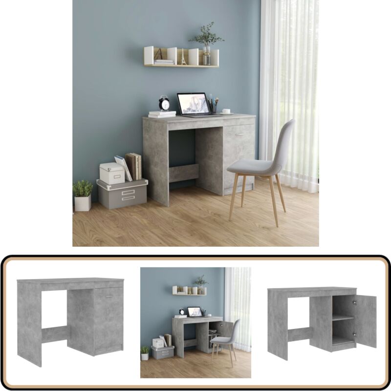 Vidaxl - Schreibtisch Betongrau 100x50x76 cm Holzwerkstoff - Moderner Schreibtisch - Holzwerkstoff Schreibtisch - Bürotisch Grau - Schreibtisch Mit